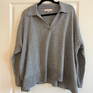 LOFT Heather Gray V-Neck Sweater